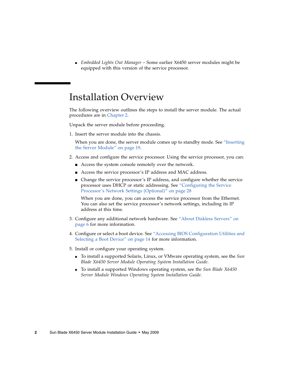 Installation overview | Sun Microsystems X6450 User Manual | Page 12 / 50