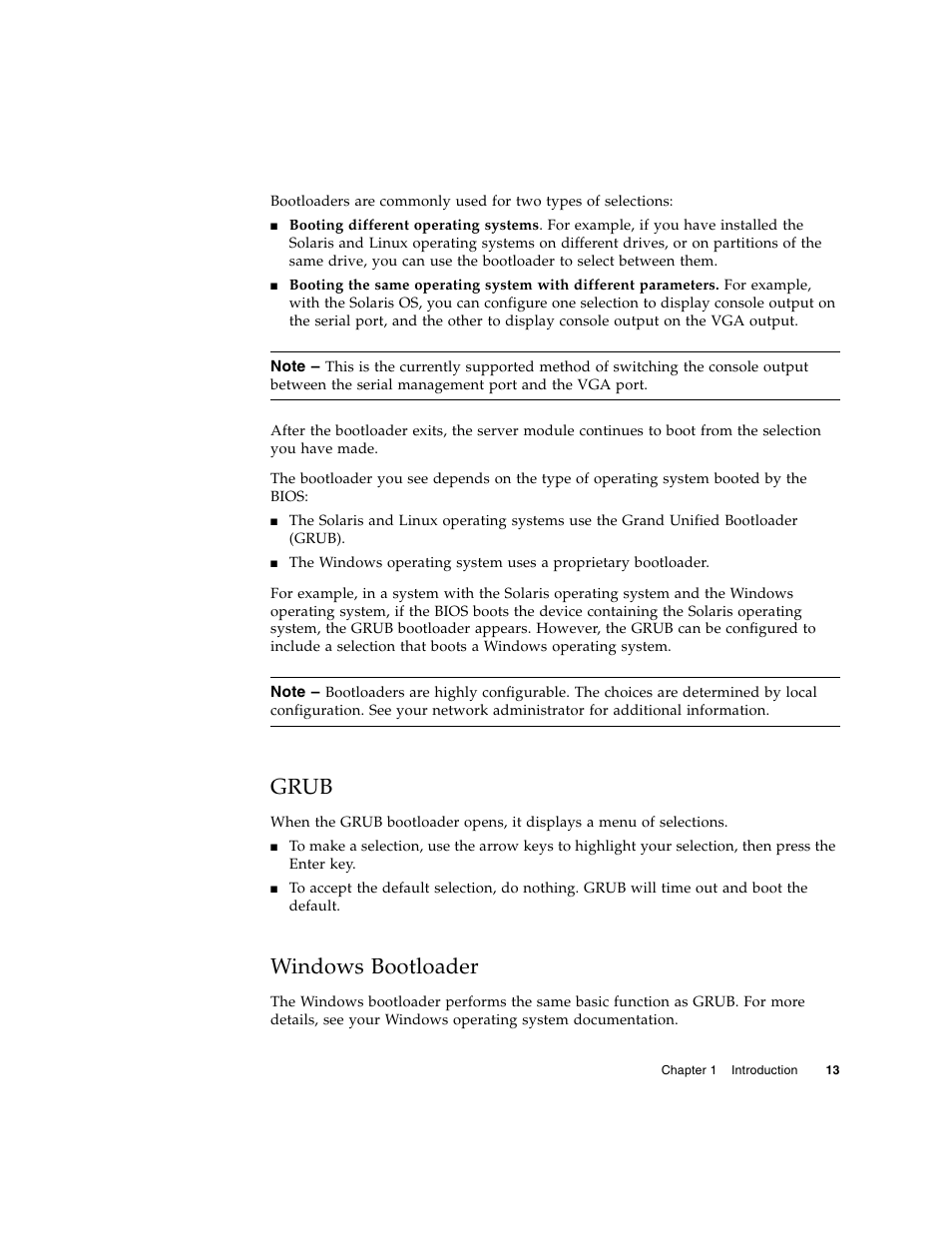 Grub, Windows bootloader | Sun Microsystems X6450 User Manual | Page 23 / 50