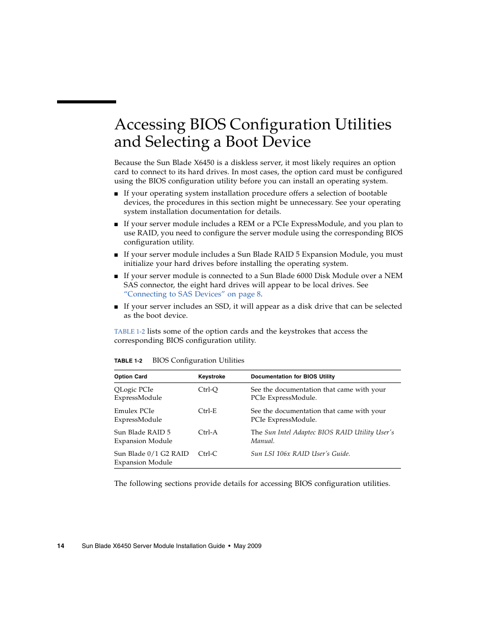 Accessing bios configuration utilities and | Sun Microsystems X6450 User Manual | Page 24 / 50