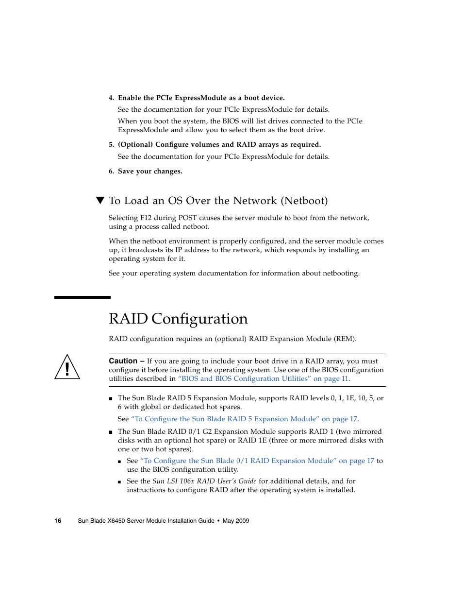 To load an os over the network (netboot), Raid configuration, To load an os over the network | Sun Microsystems X6450 User Manual | Page 26 / 50