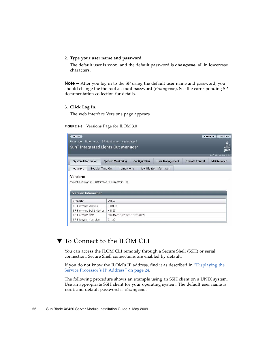 To connect to the ilom cli, Figure 2-3 | Sun Microsystems X6450 User Manual | Page 36 / 50