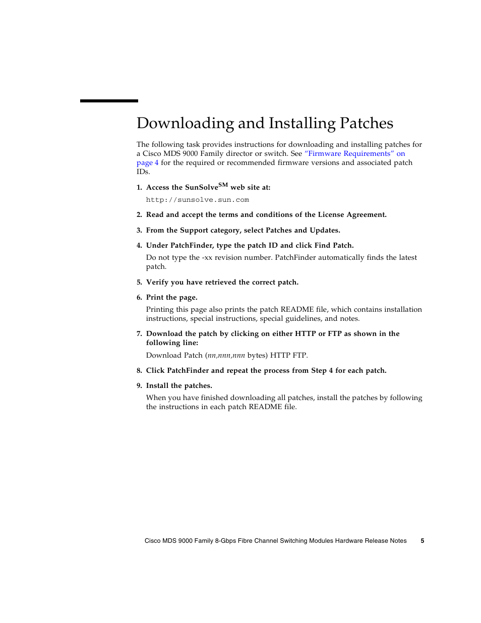 Downloading and installing patches | Sun Microsystems Cisco 820-6799-10 User Manual | Page 7 / 8