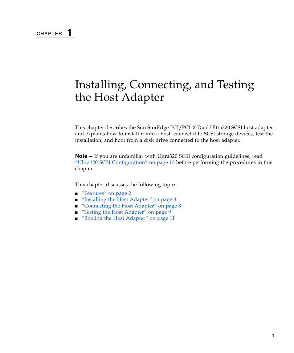 Chapter 1 | Sun Microsystems LSI22320-SR User Manual | Page 11 / 48