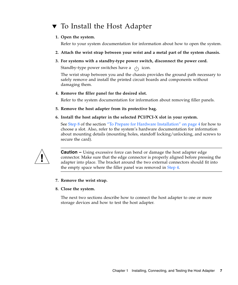 To install the host adapter | Sun Microsystems LSI22320-SR User Manual | Page 17 / 48