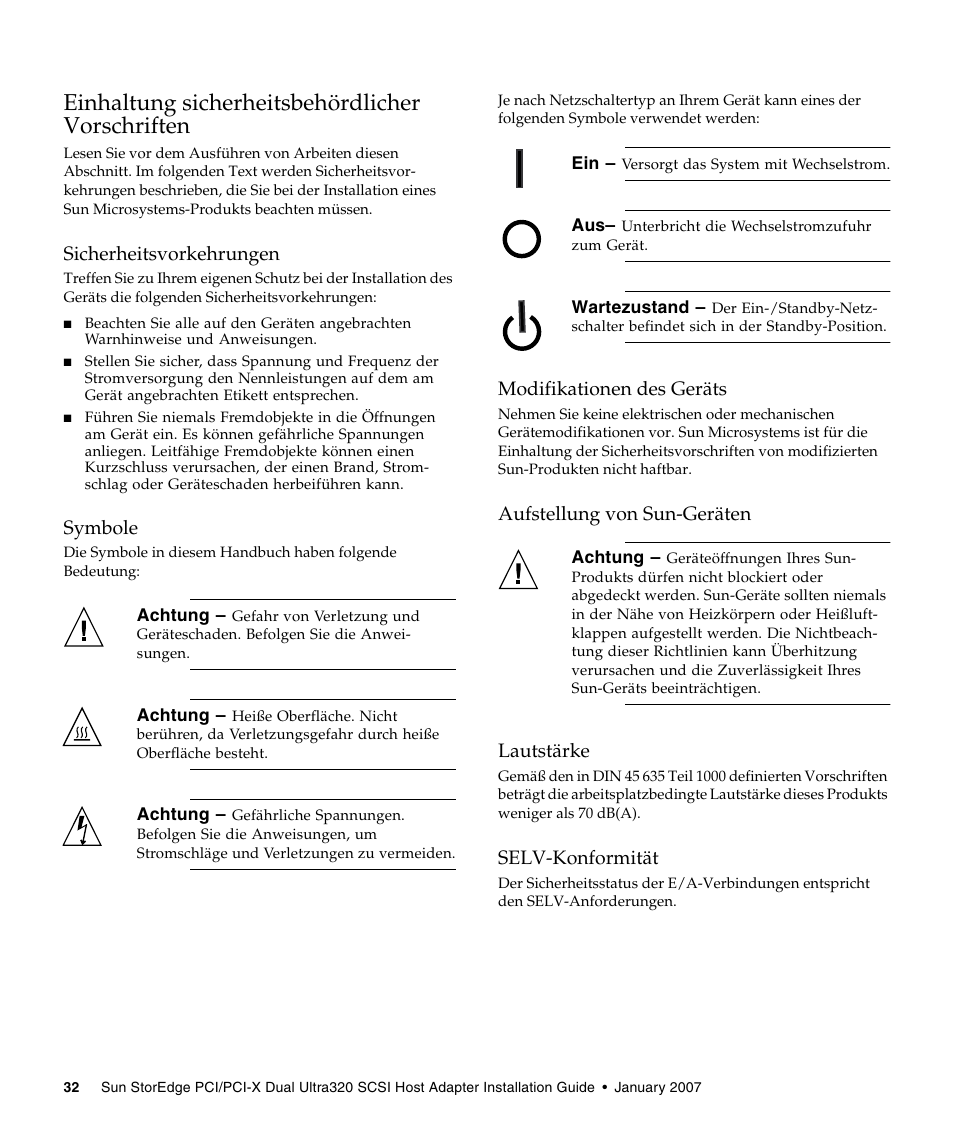 Einhaltung sicherheitsbehördlicher vorschriften | Sun Microsystems LSI22320-SR User Manual | Page 42 / 48