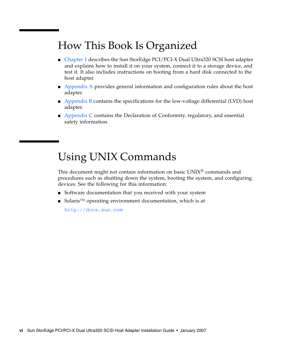 How this book is organized, Using unix commands | Sun Microsystems LSI22320-SR User Manual | Page 6 / 48