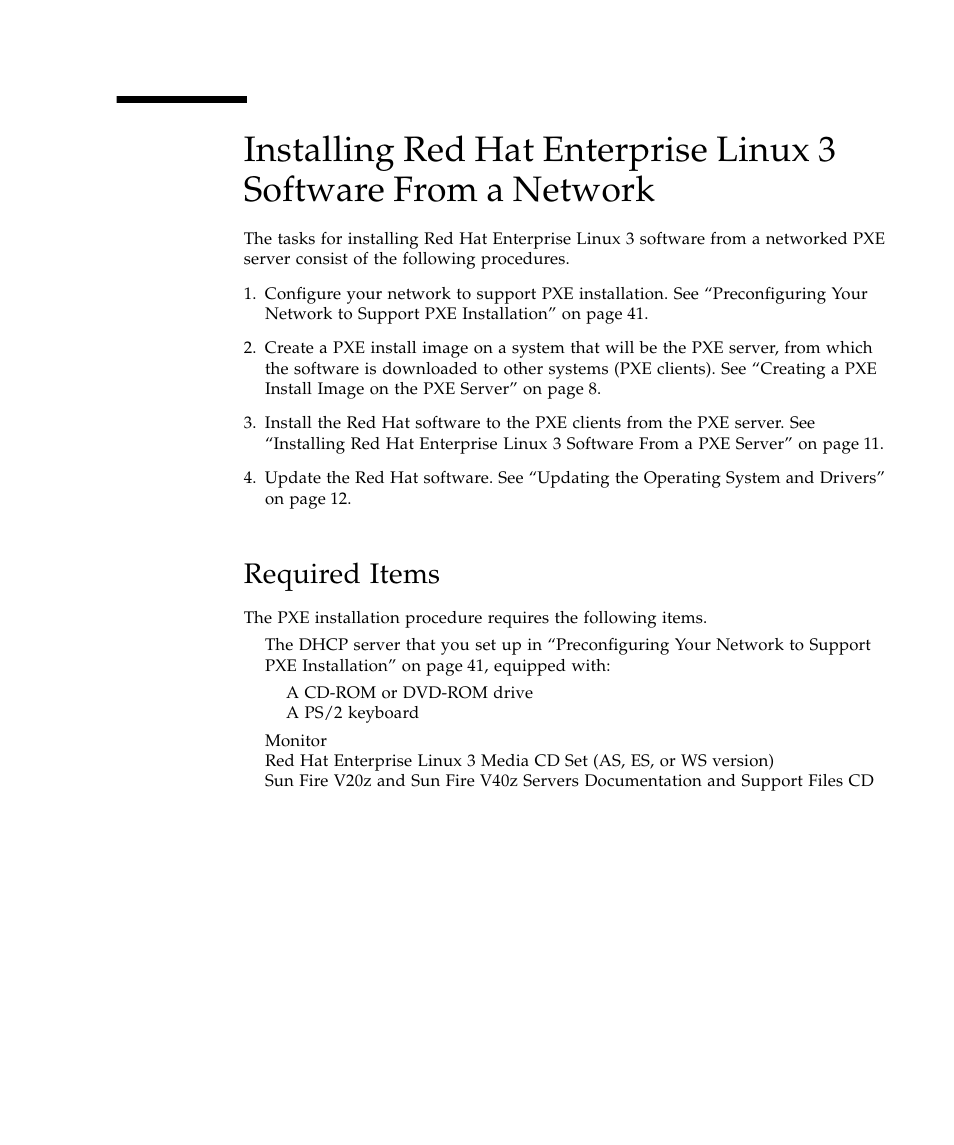 Required items | Sun Microsystems Sun Fire V40z User Manual | Page 13 / 66