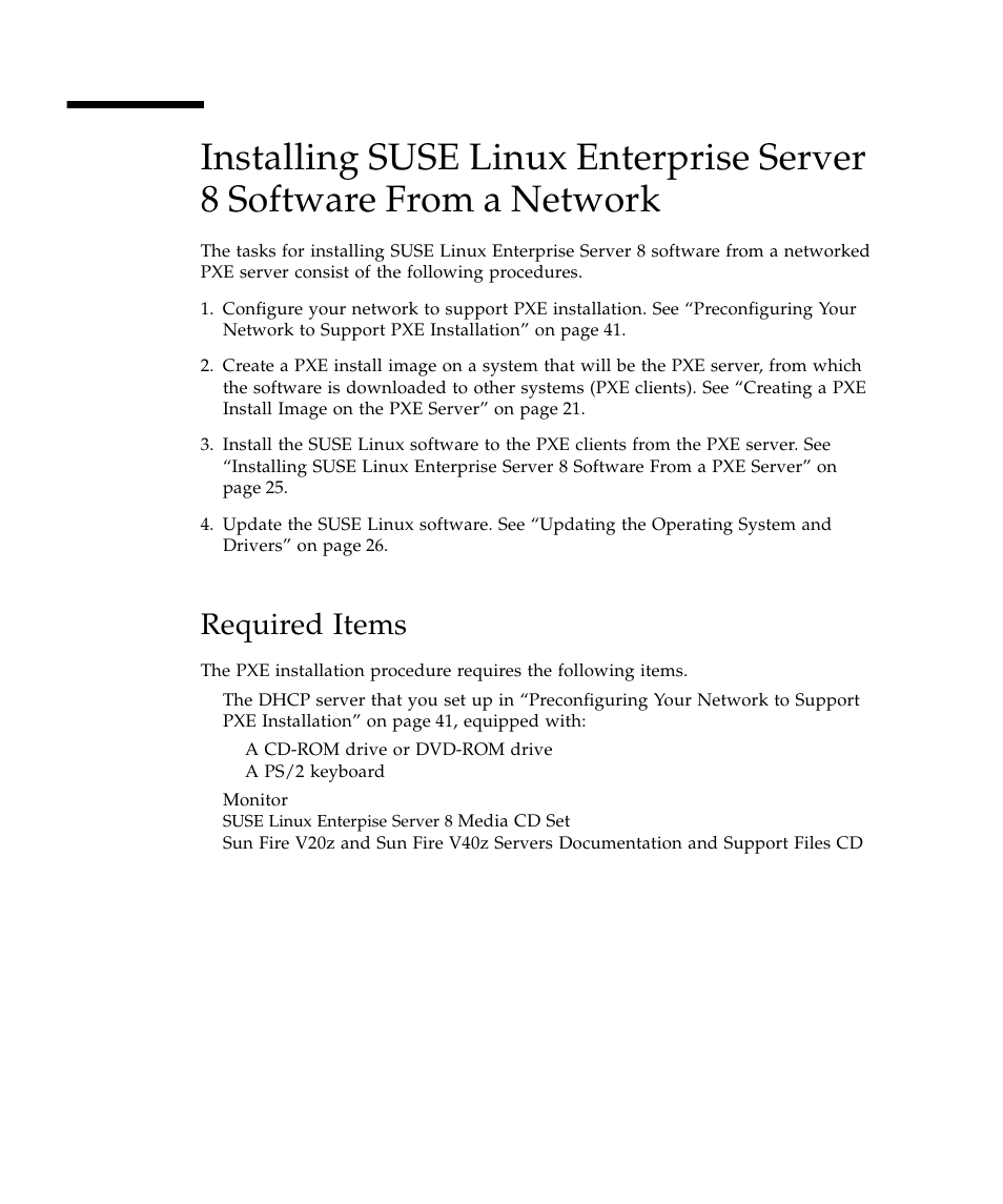 Required items | Sun Microsystems Sun Fire V40z User Manual | Page 26 / 66