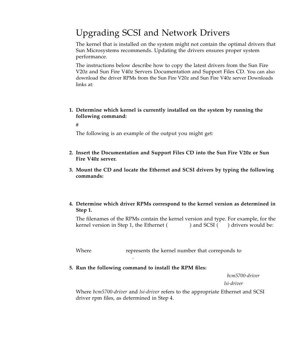 Upgrading scsi and network drivers | Sun Microsystems Sun Fire V40z User Manual | Page 33 / 66