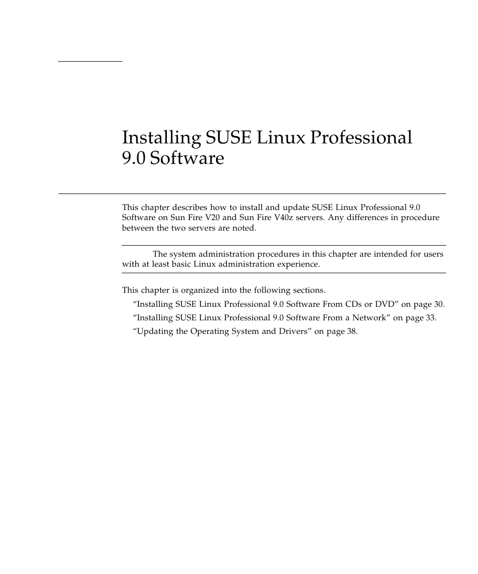 Installing suse linux professional 9.0 software | Sun Microsystems Sun Fire V40z User Manual | Page 35 / 66