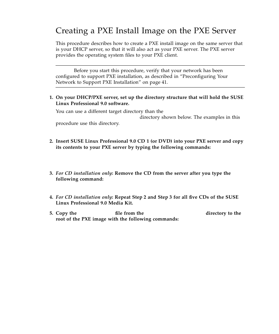 Creating a pxe install image on the pxe server | Sun Microsystems Sun Fire V40z User Manual | Page 40 / 66