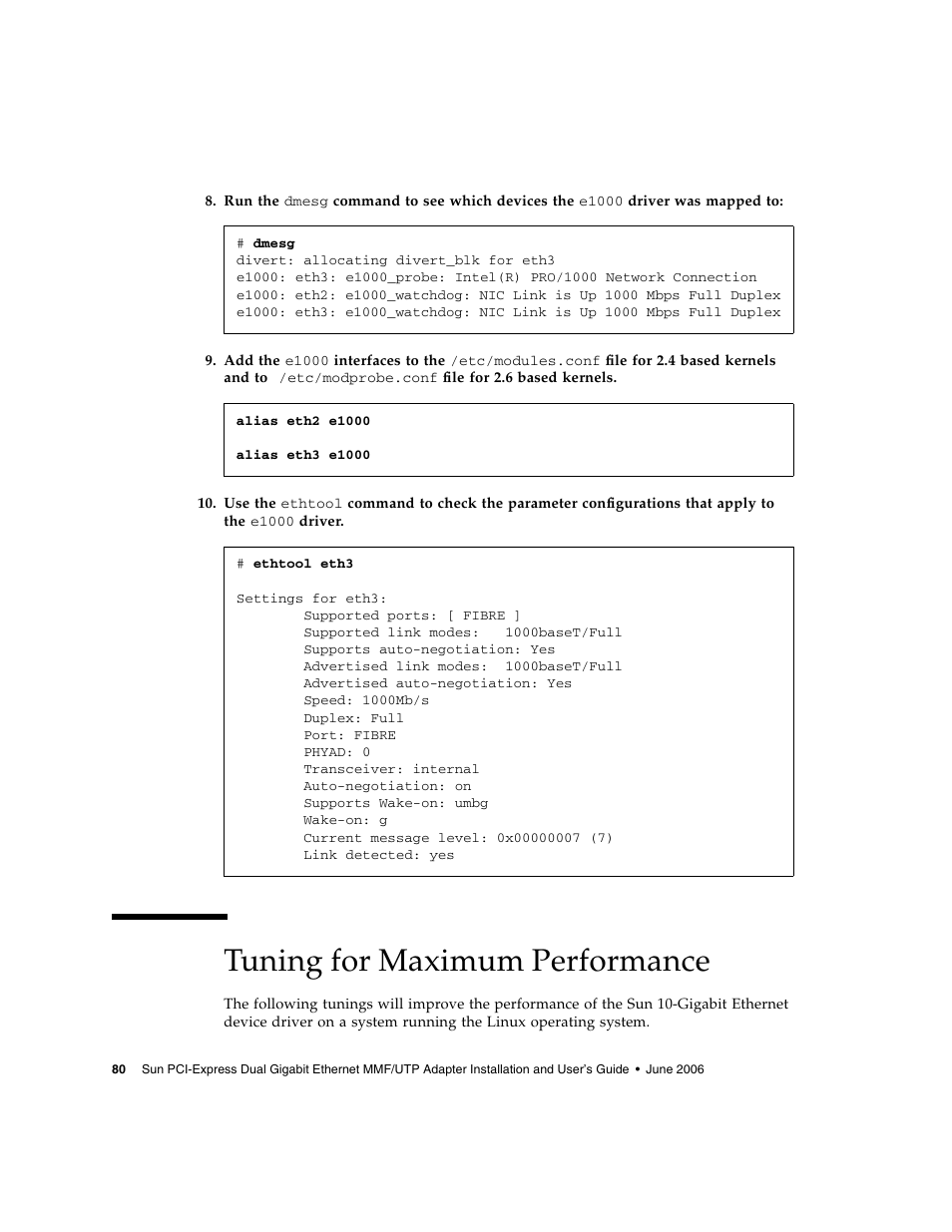 Tuning for maximum performance | Sun Microsystems Ethernet MMF/UTP Adapter User Manual | Page 114 / 122