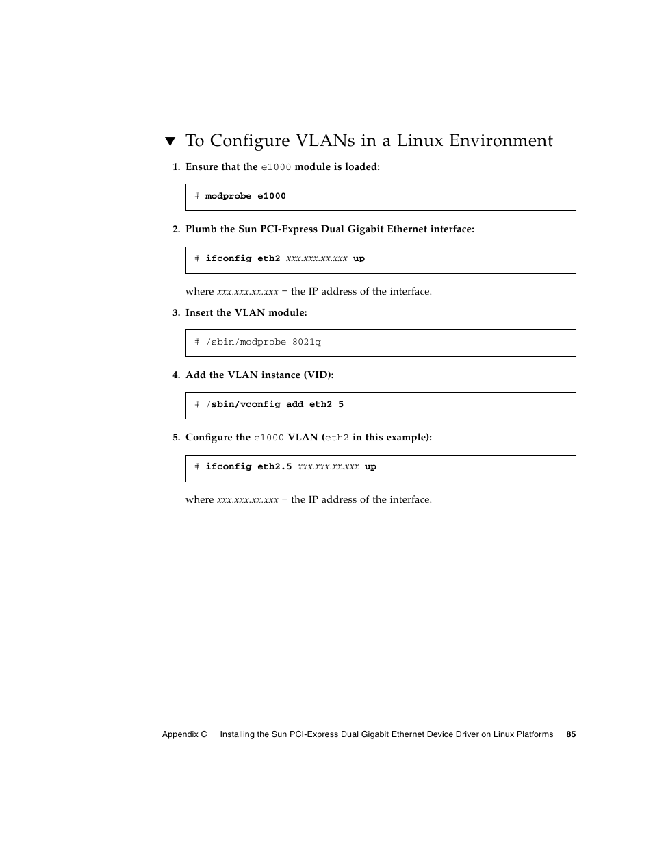 To configure vlans in a linux environment | Sun Microsystems Ethernet MMF/UTP Adapter User Manual | Page 119 / 122