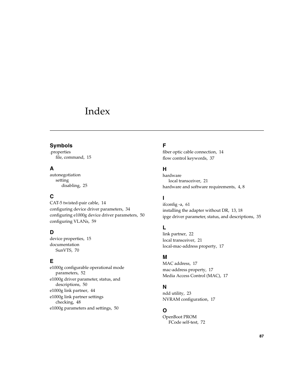 Index | Sun Microsystems Ethernet MMF/UTP Adapter User Manual | Page 121 / 122