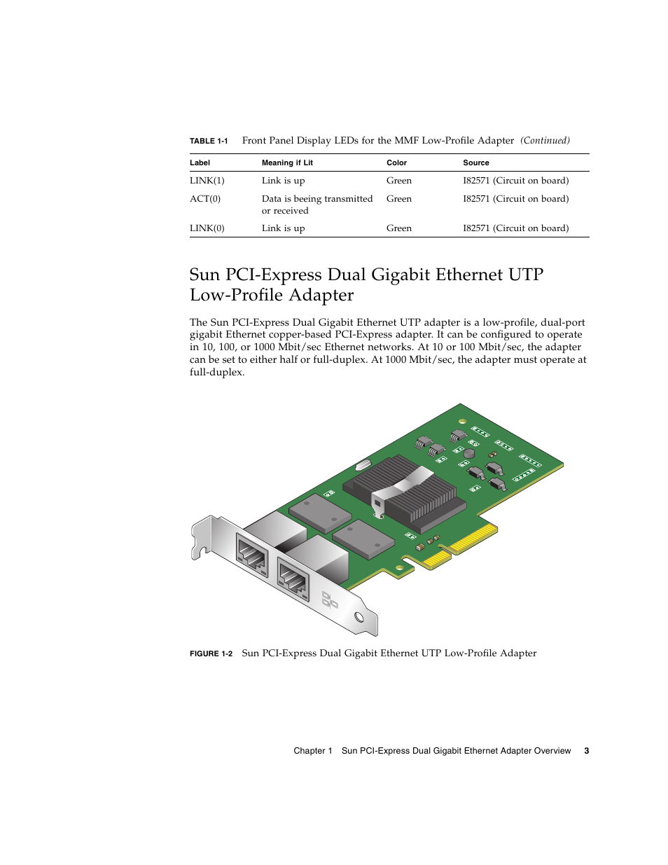 Sun pci-express dual gigabit ethernet utp, Low-profile adapter | Sun Microsystems Ethernet MMF/UTP Adapter User Manual | Page 37 / 122