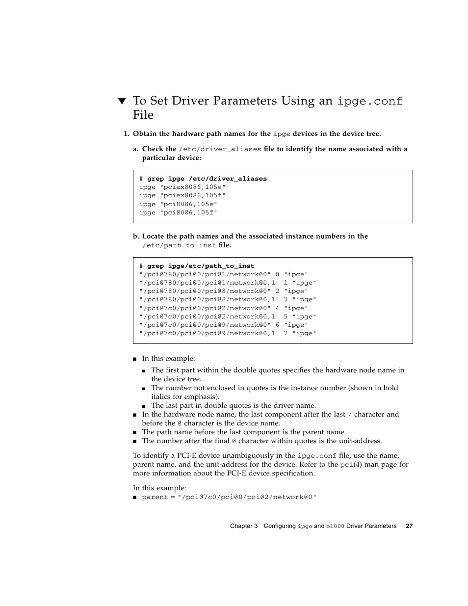 To set driver parameters using an ipge.conf file, To set driver parameters using an | Sun Microsystems Ethernet MMF/UTP Adapter User Manual | Page 61 / 122