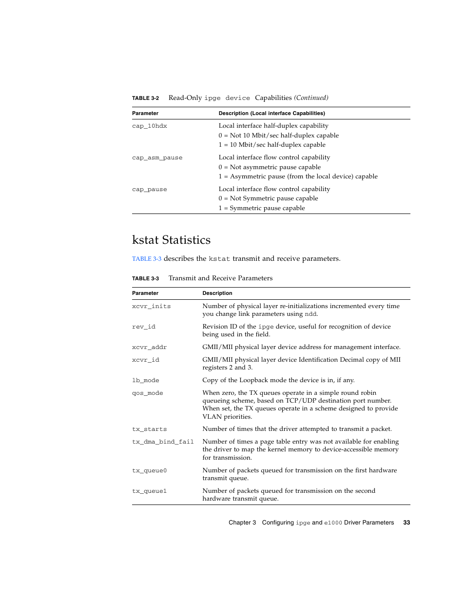 Kstat statistics | Sun Microsystems Ethernet MMF/UTP Adapter User Manual | Page 67 / 122