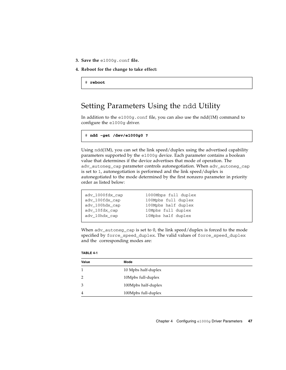 Setting parameters using the ndd utility, Setting parameters using the ndd, Setting parameters using the ndd utility” on | Sun Microsystems Ethernet MMF/UTP Adapter User Manual | Page 81 / 122