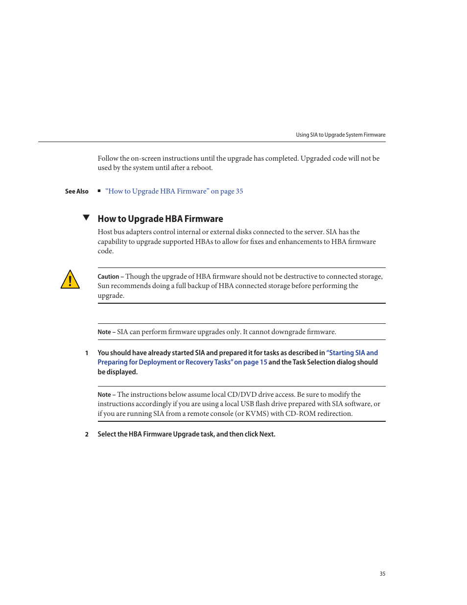 How to upgrade hba firmware | Sun Microsystems SUN FIRE X4640 User Manual | Page 35 / 72