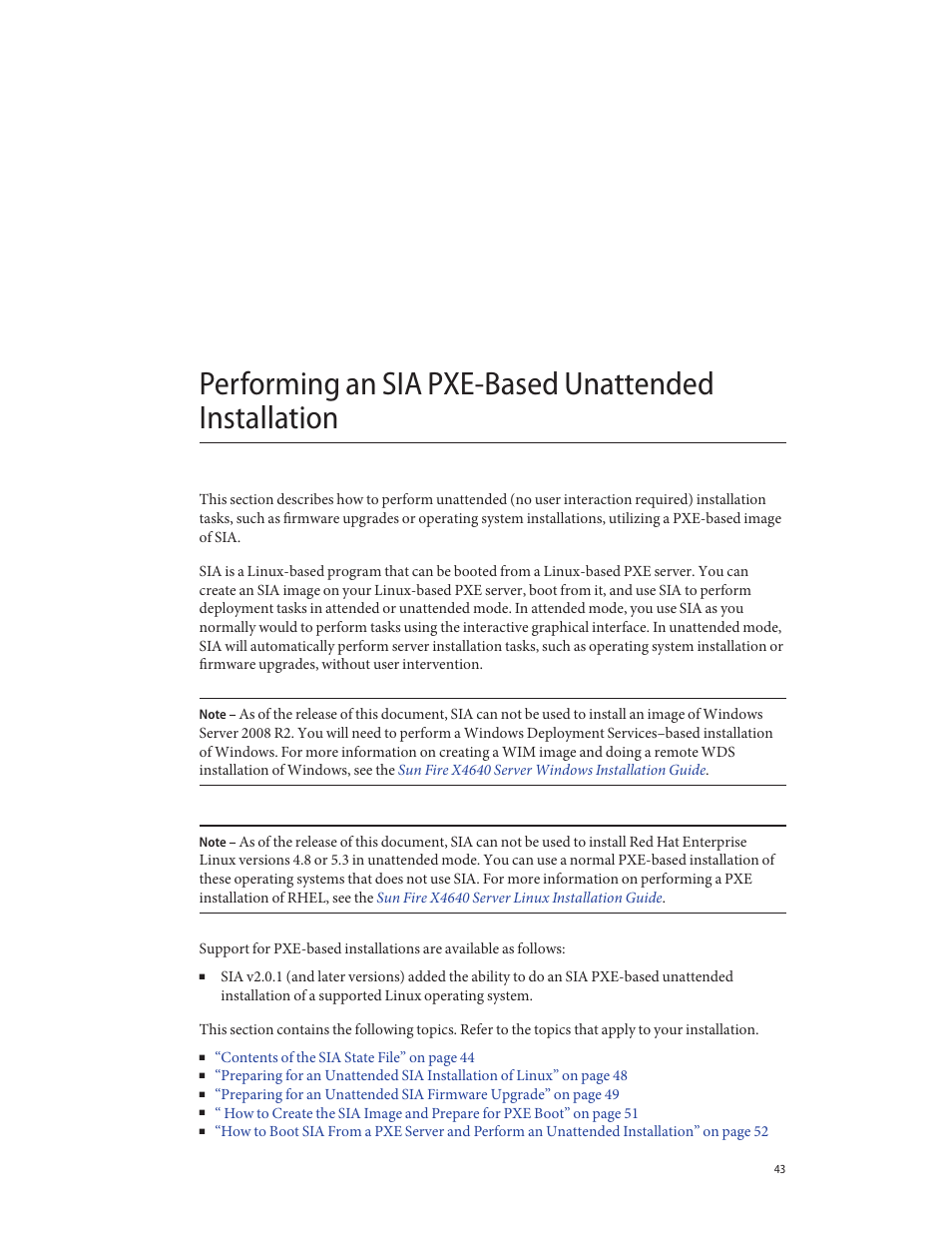 Performing an sia pxe-based | Sun Microsystems SUN FIRE X4640 User Manual | Page 43 / 72
