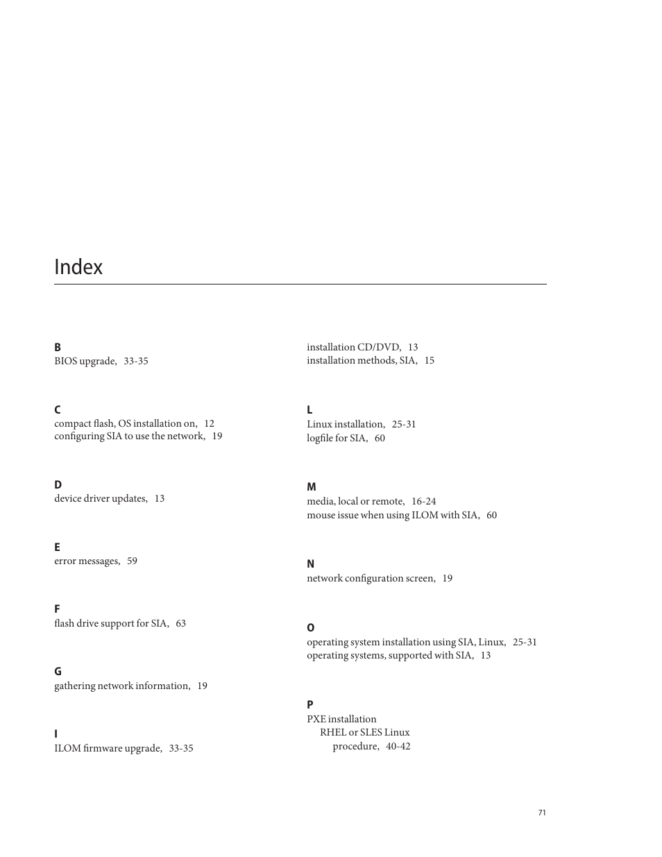 Index | Sun Microsystems SUN FIRE X4640 User Manual | Page 71 / 72