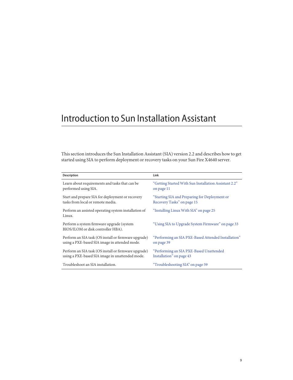 Introduction to sun installation assistant | Sun Microsystems SUN FIRE X4640 User Manual | Page 9 / 72
