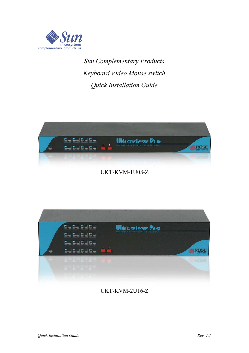 Sun Microsystems UKT-KVM-2U16-Z User Manual | 15 pages