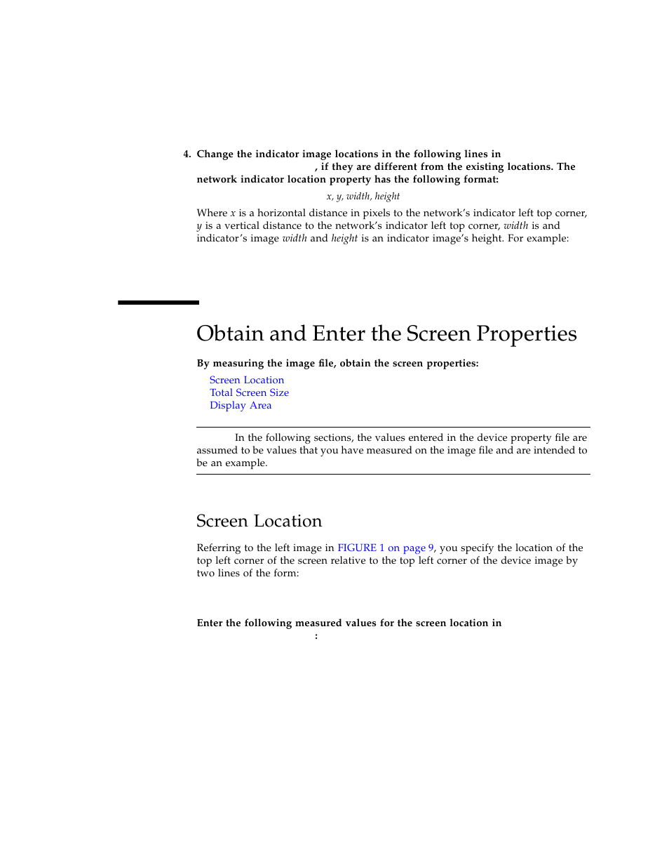 Obtain and enter the screen properties, Screen location | Sun Microsystems Computer Accessories User Manual | Page 21 / 78