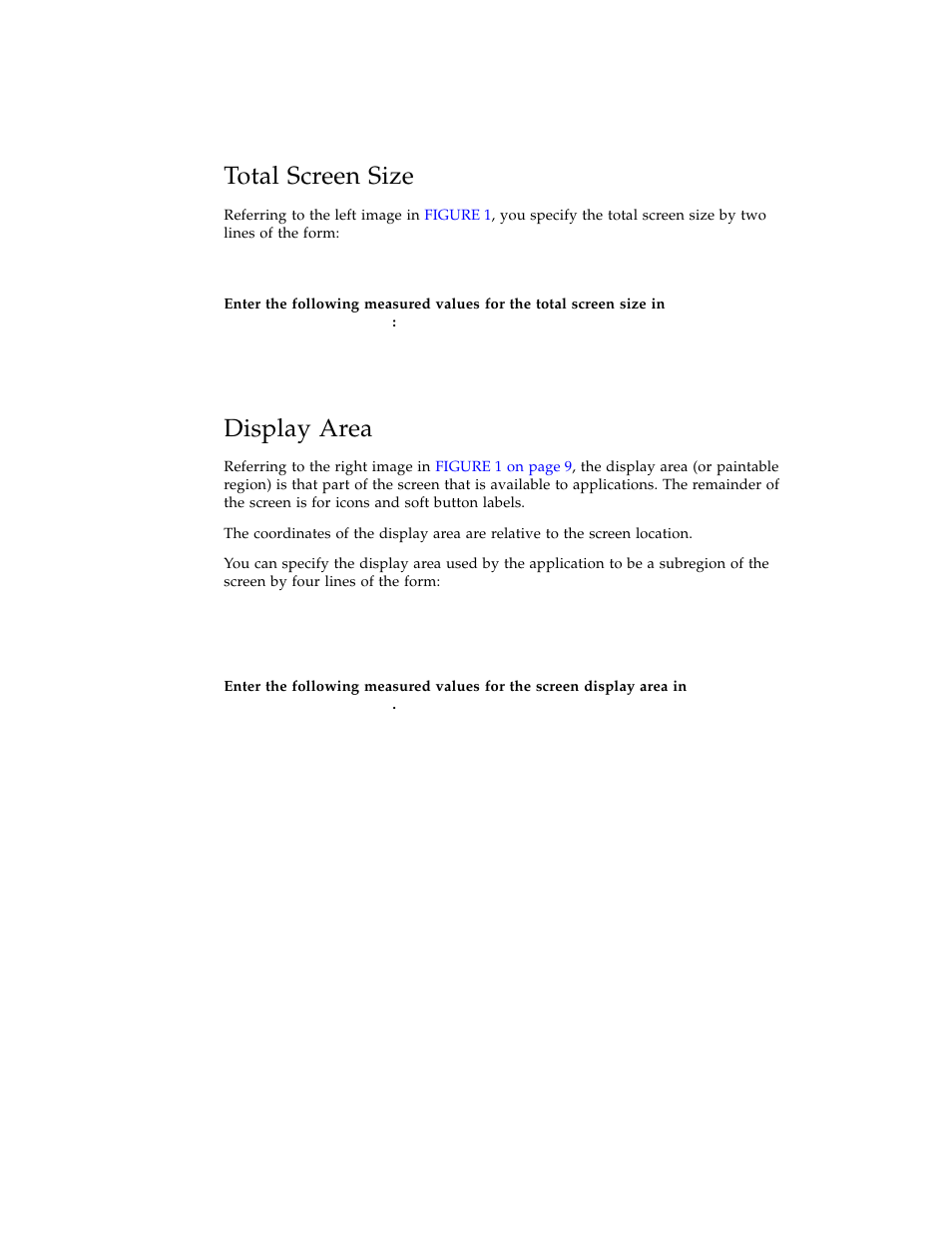 Total screen size, Display area | Sun Microsystems Computer Accessories User Manual | Page 22 / 78