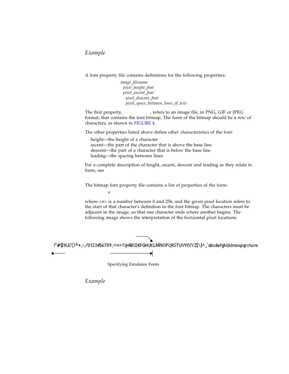 Figure 4, Specifying emulator fonts, Example | Sun Microsystems Computer Accessories User Manual | Page 35 / 78
