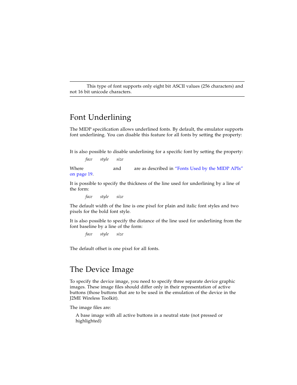 Font underlining, The device image | Sun Microsystems Computer Accessories User Manual | Page 36 / 78