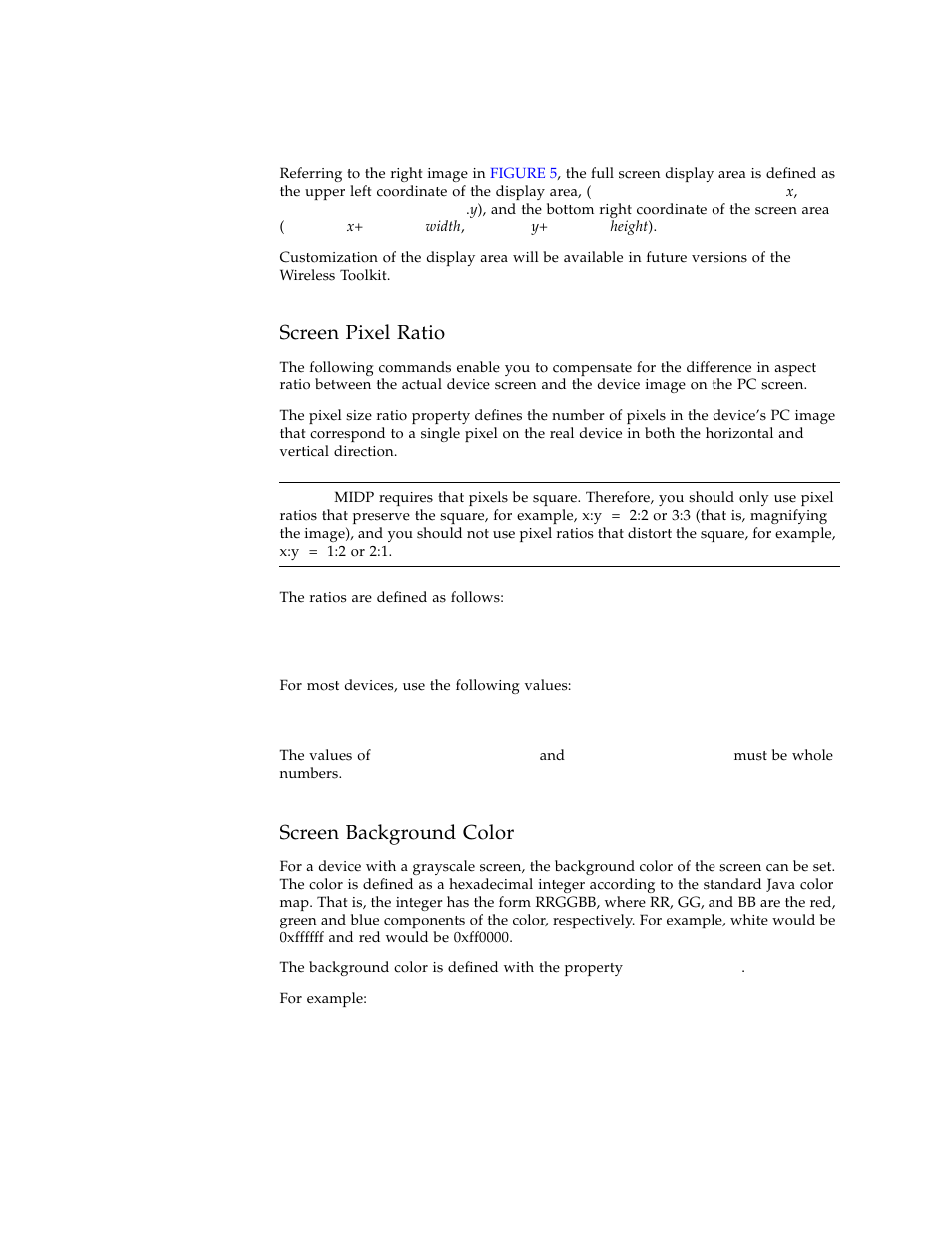 Screen pixel ratio, Screen background color | Sun Microsystems Computer Accessories User Manual | Page 41 / 78