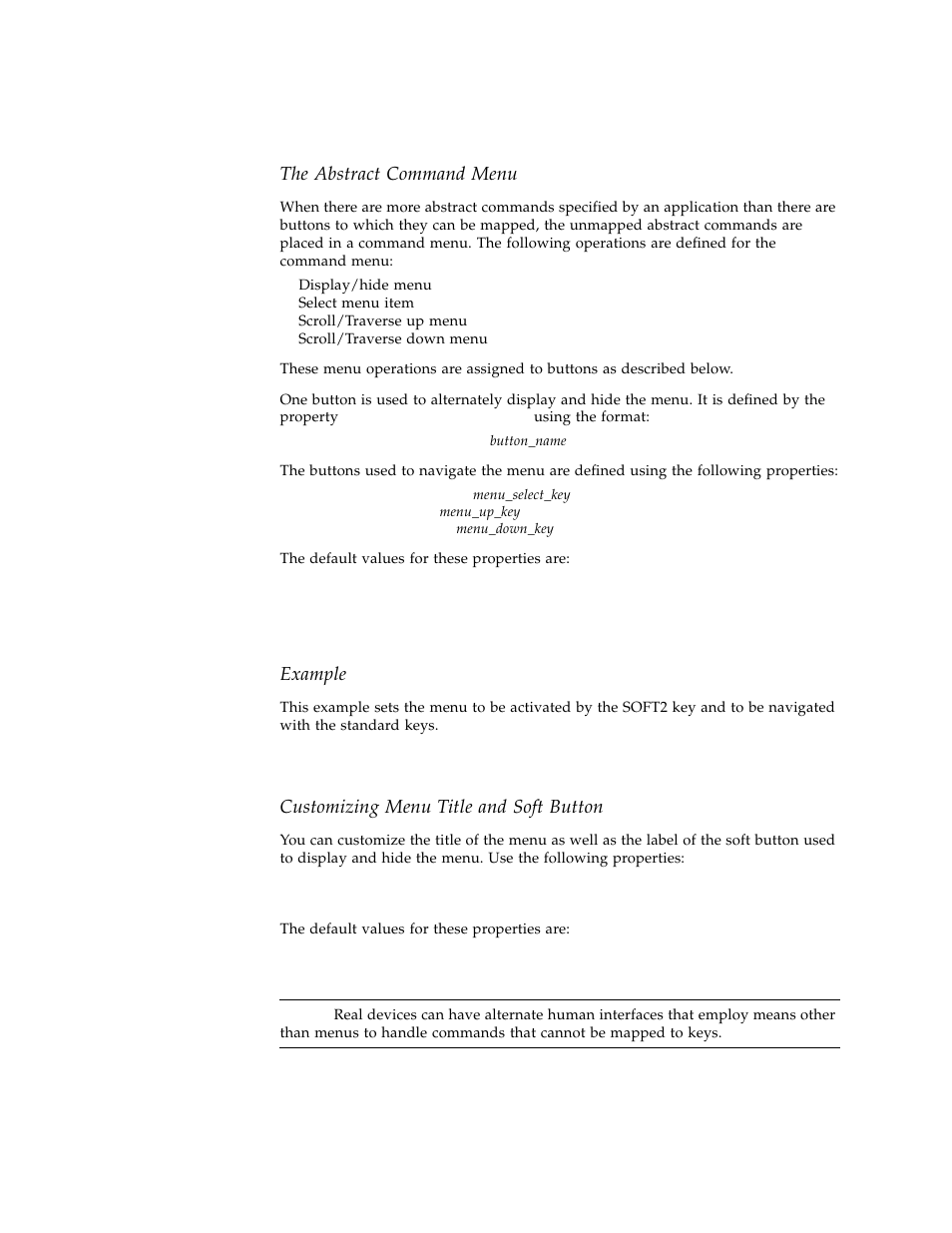 The abstract command menu, Example, Customizing menu title and soft button | Sun Microsystems Computer Accessories User Manual | Page 51 / 78