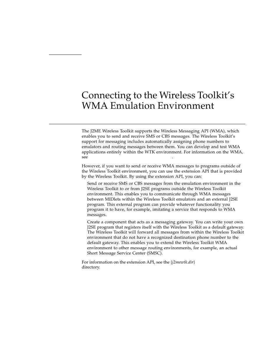 Connecting to the wireless toolkit’s, Wma emulation environment, Appendix c | Sun Microsystems Computer Accessories User Manual | Page 73 / 78