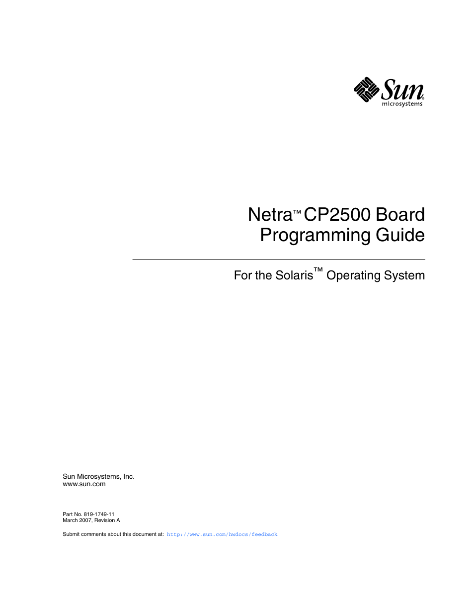 Sun Microsystems Netra CP2500 User Manual | 74 pages