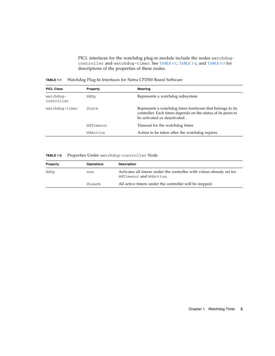 Table 1-1, Table 1-2 | Sun Microsystems Netra CP2500 User Manual | Page 17 / 74