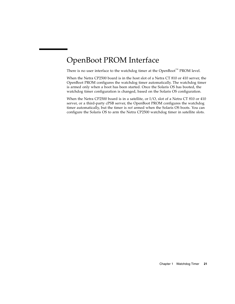 Openboot prom interface | Sun Microsystems Netra CP2500 User Manual | Page 35 / 74