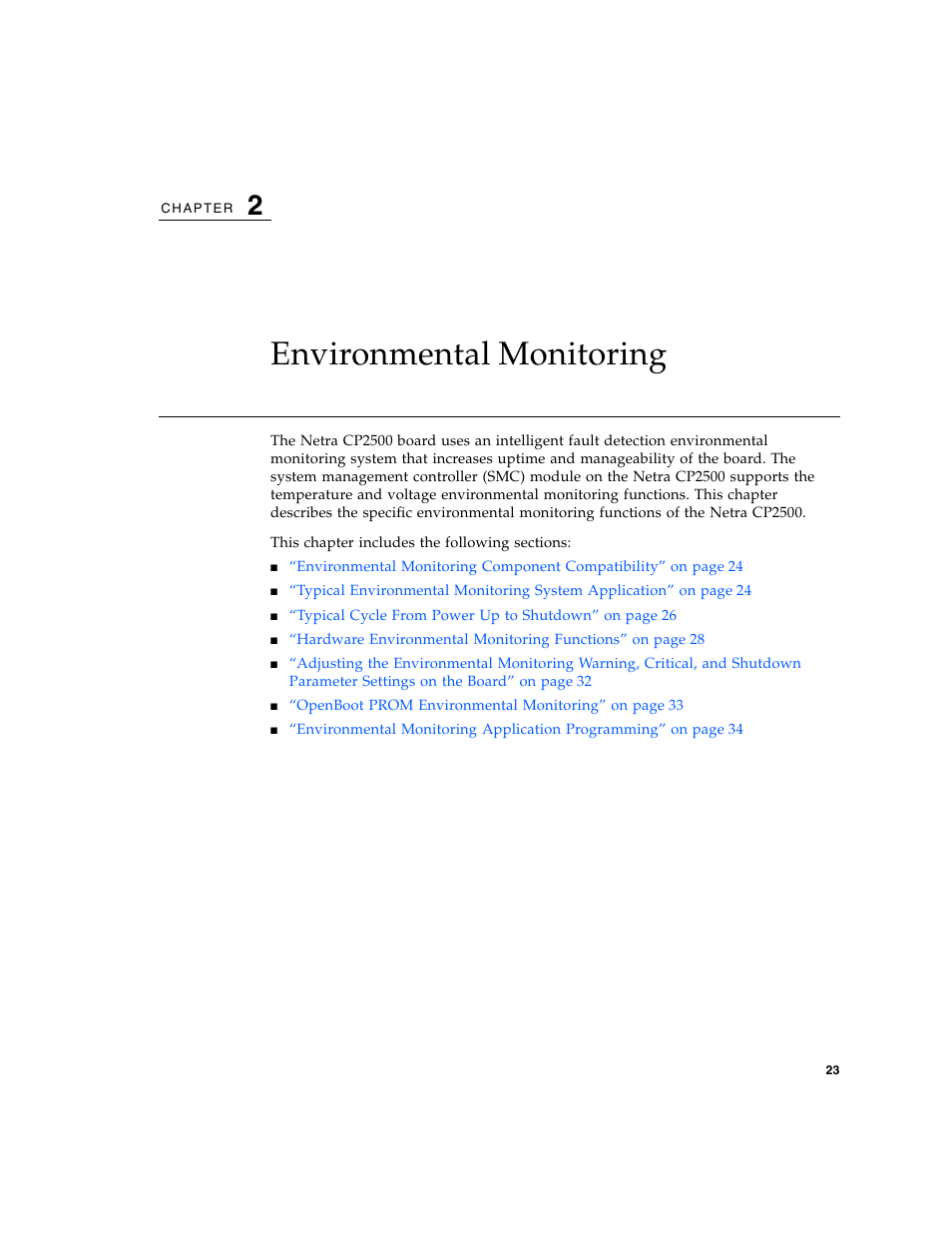 Environmental monitoring | Sun Microsystems Netra CP2500 User Manual | Page 37 / 74