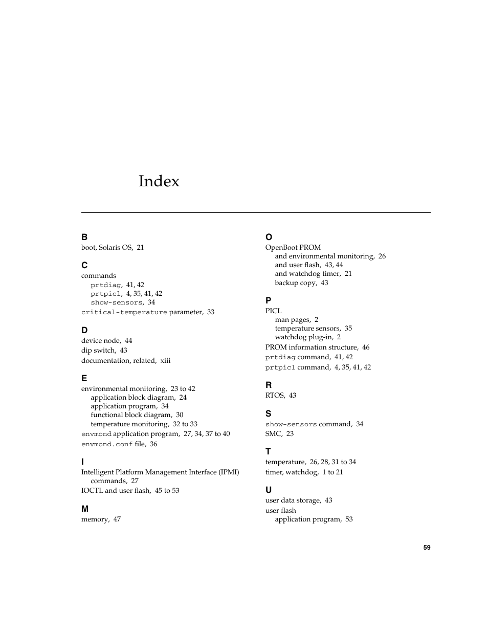 Index | Sun Microsystems Netra CP2500 User Manual | Page 73 / 74