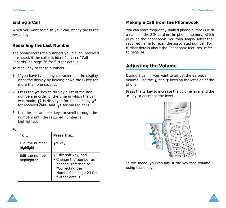 Adjusting the volume | Samsung SGH-T208 User Manual | Page 14 / 73