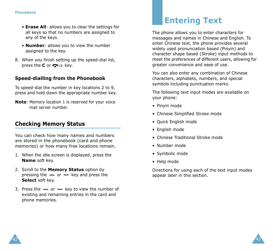 Entering text | Samsung SGH-T208 User Manual | Page 23 / 73