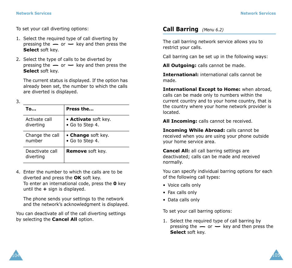 Call barring | Samsung SGH-T208 User Manual | Page 55 / 73