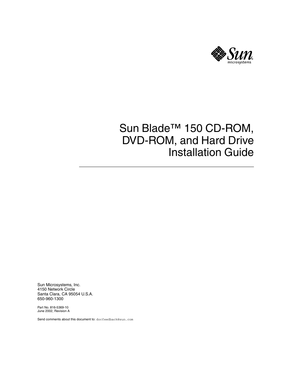 Sun Microsystems SUN BLADE 150 User Manual | 20 pages