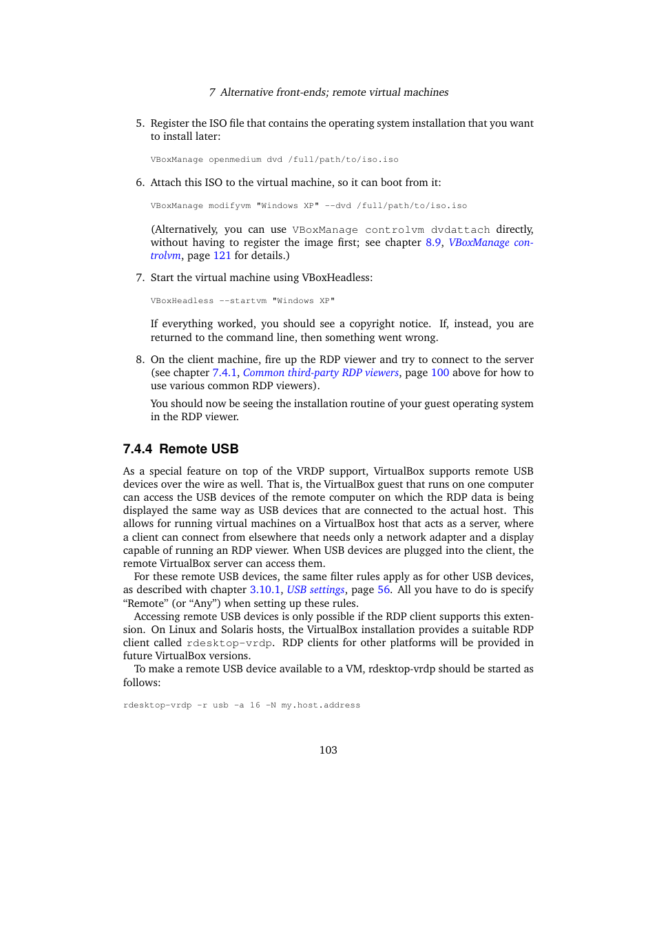 4 remote usb, Remote usb, Remote | Sun Microsystems VIRTUALBOX VERSION 3.1.0_BETA2 User Manual | Page 103 / 283