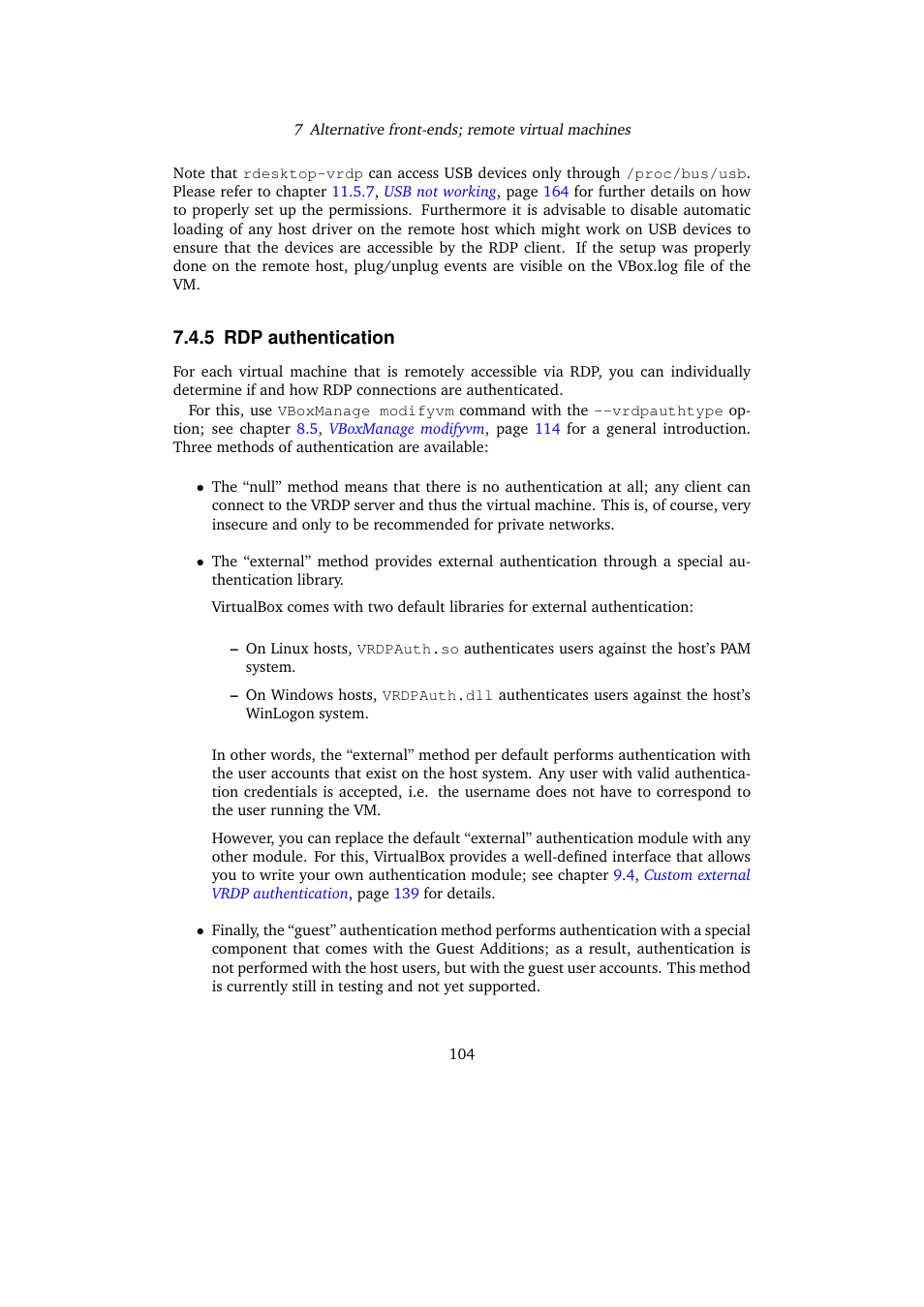 5 rdp authentication, Rdp authentication | Sun Microsystems VIRTUALBOX VERSION 3.1.0_BETA2 User Manual | Page 104 / 283