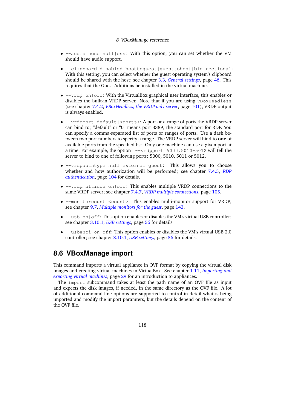 6 vboxmanage import, Vboxmanage import, Vboxman | Age import | Sun Microsystems VIRTUALBOX VERSION 3.1.0_BETA2 User Manual | Page 118 / 283