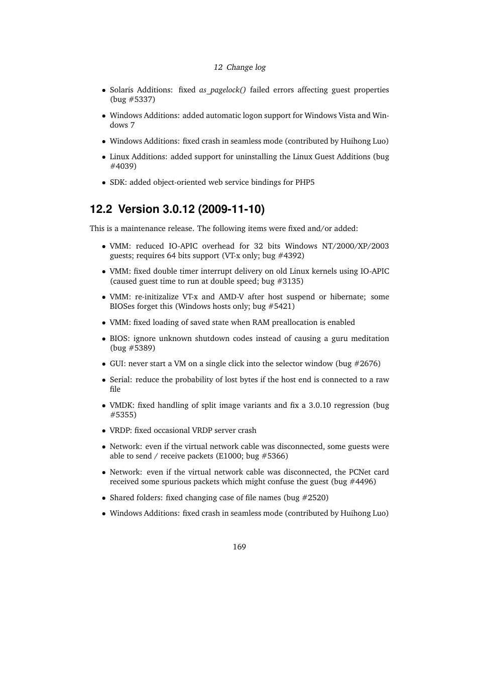 2 version 3.0.12 (2009-11-10) | Sun Microsystems VIRTUALBOX VERSION 3.1.0_BETA2 User Manual | Page 169 / 283