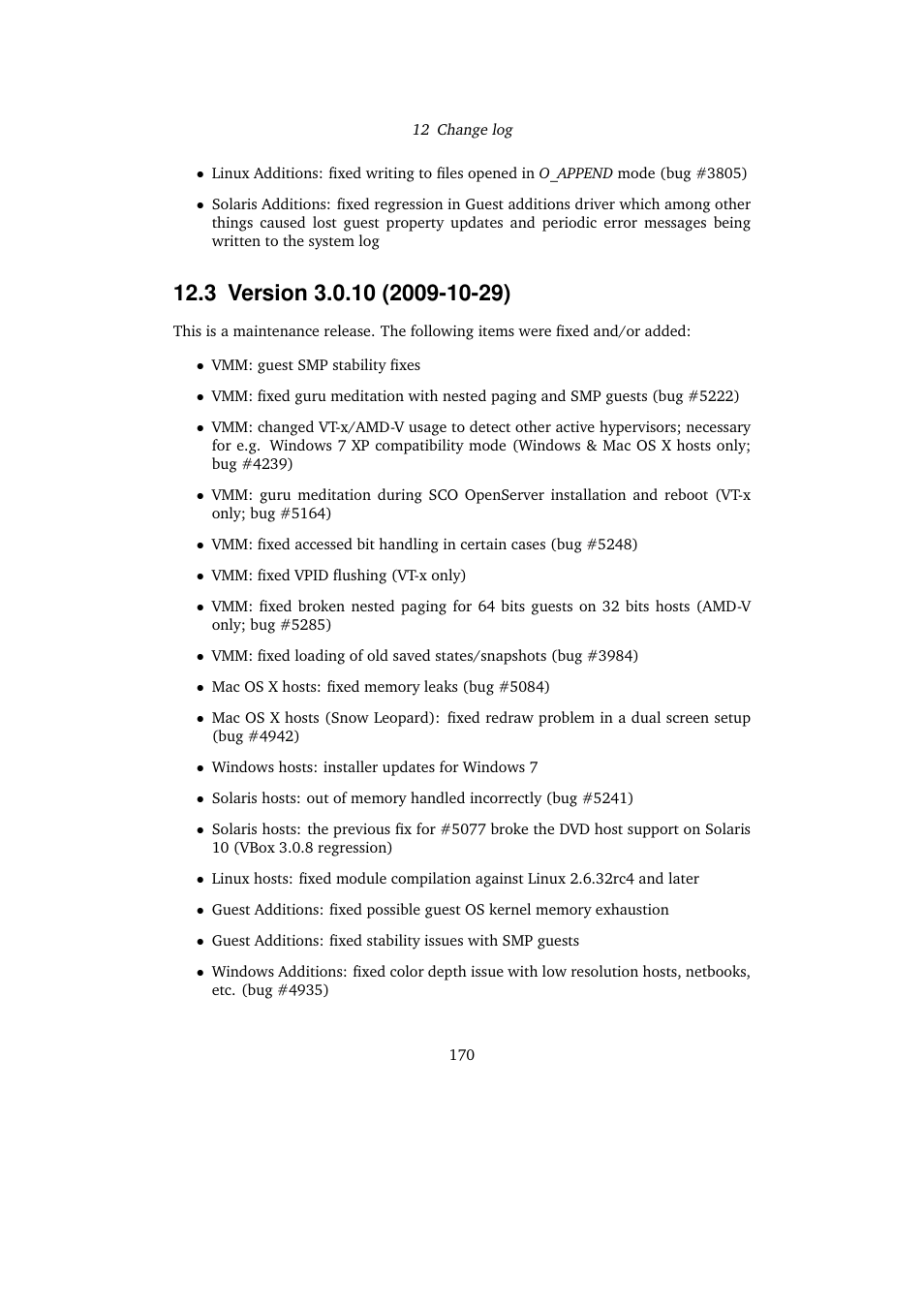 3 version 3.0.10 (2009-10-29) | Sun Microsystems VIRTUALBOX VERSION 3.1.0_BETA2 User Manual | Page 170 / 283