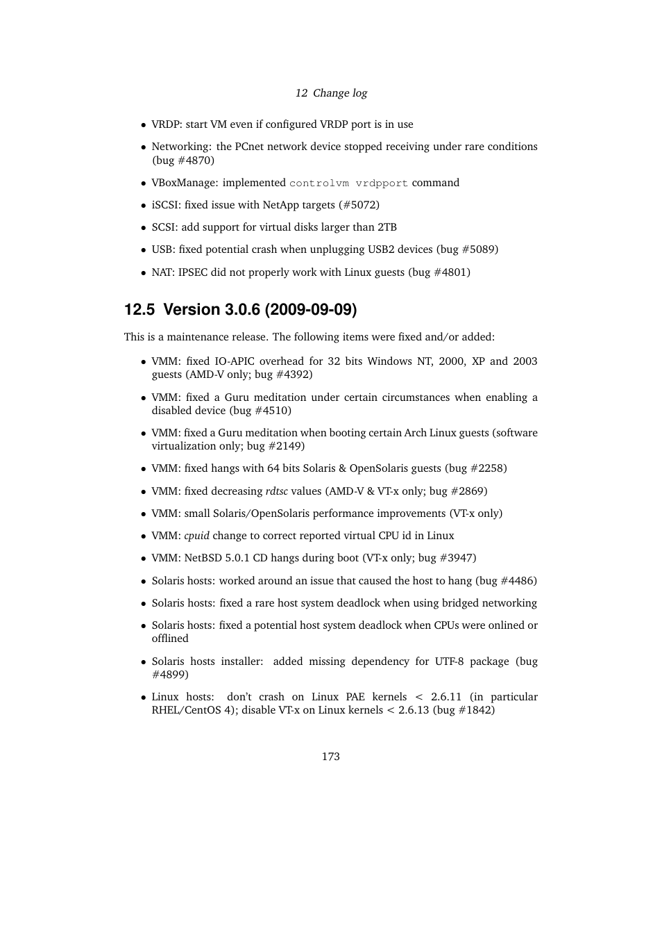 5 version 3.0.6 (2009-09-09) | Sun Microsystems VIRTUALBOX VERSION 3.1.0_BETA2 User Manual | Page 173 / 283