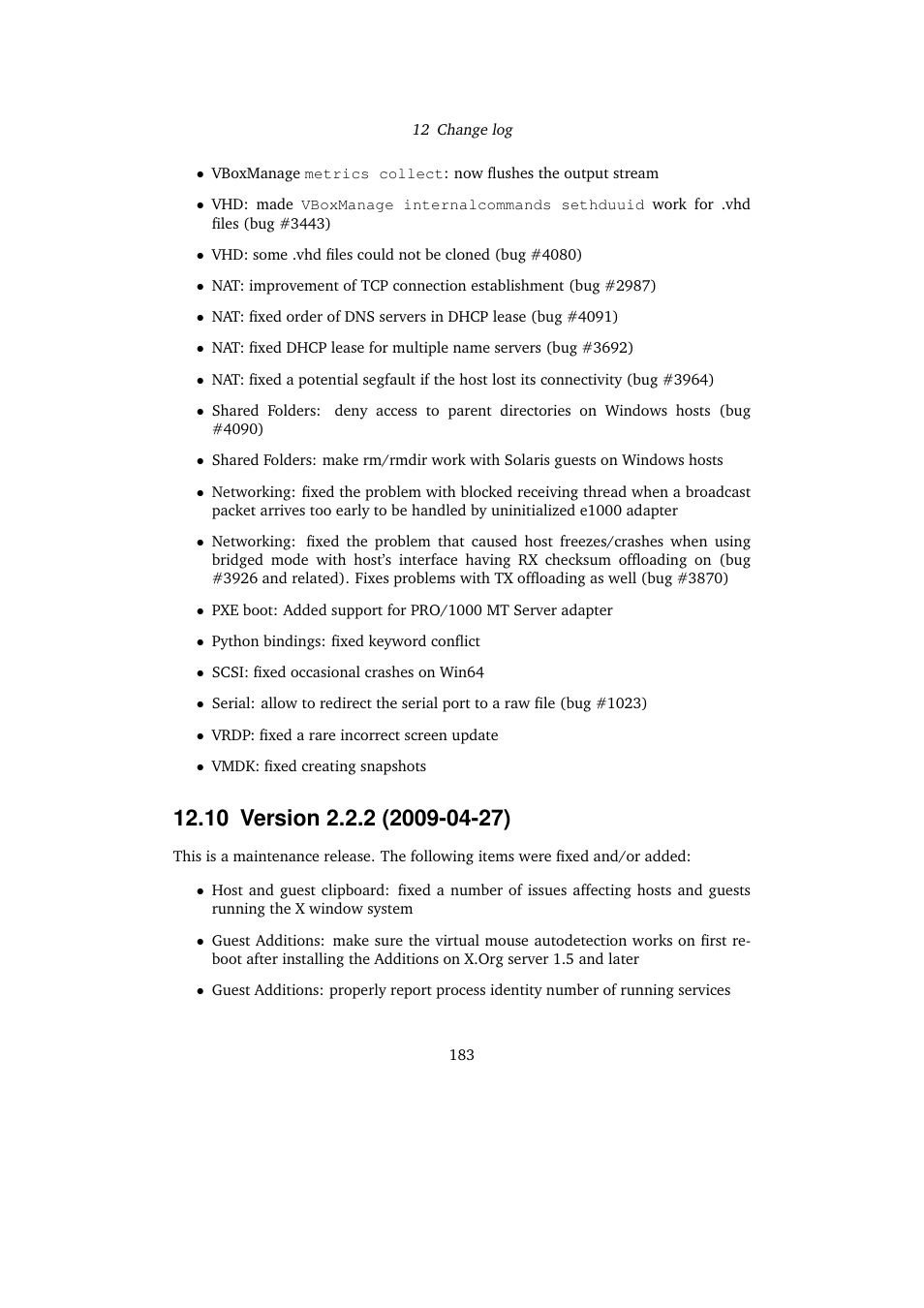 10 version 2.2.2 (2009-04-27), 10version 2.2.2 (2009-04-27) | Sun Microsystems VIRTUALBOX VERSION 3.1.0_BETA2 User Manual | Page 183 / 283